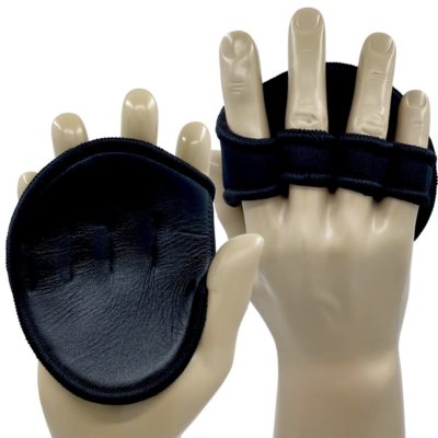 GymPaws Callus Guard Gloves – Slightly Padded Genuine Leather w 4 Finger Loop Sweat Proof Backing – Unisex Onyx Black