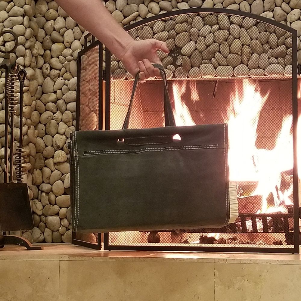 The Log Lover™ Leather Firewood Carrier Sling